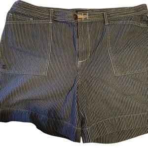 RALPH LAUREN LRL LAUREN JEANS CO. WHITE/BLUE STRIPED SHORTS WOMENS SIZE 16